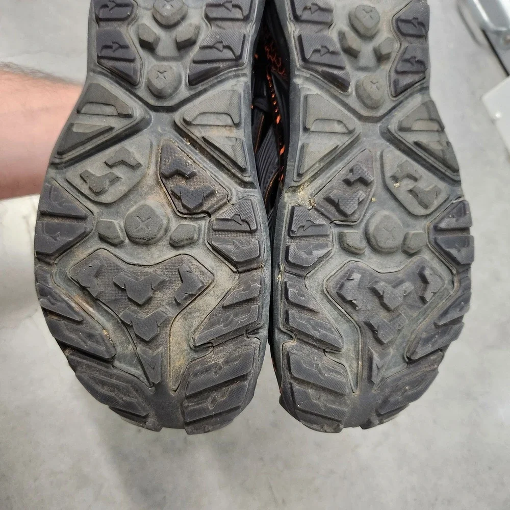Hoka One One Hopara Men 11 Black Orange Mountain Hiking Sandals 1123112 BGPO